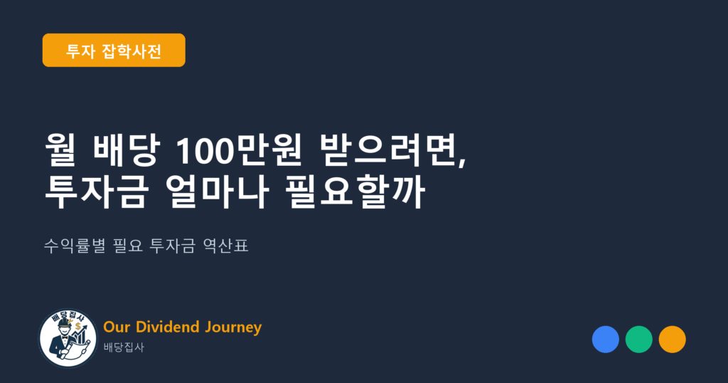 월 배당 100만원 받으려면, 투자금 얼마나 필요할까 - 투자 잡학사전 18편 썸네일